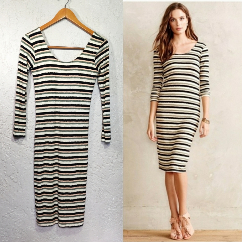 Anthropologie Dolan Prita Striped Long Sleeve Midi Dress XSmall